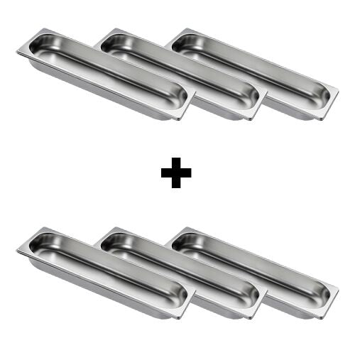 (6 sztuk) Pojemniki GN z nierdzewnej stali 2/4 - wysokość: 40 mm