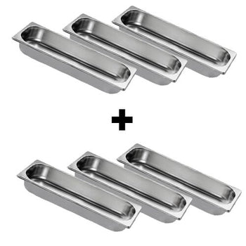 (6 sztuk) Pojemniki GN z nierdzewnej stali 2/4 - wysokość: 65 mm - Prime Gastro