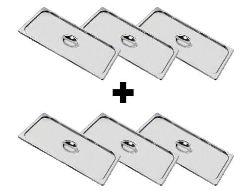 (6 sztuk) Pokrywa ze stali nierdzewnej GN 1/1 – z wgłębieniem na łyżkę