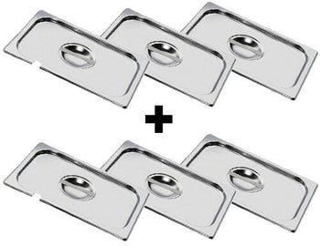 (6 sztuk) Pokrywa ze stali nierdzewnej GN 1/3 - z wgłębieniem na łyżkę