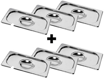 (6 sztuk) Pokrywki GN z nierdzewnej stali 1/4 - z wgłębieniem na łyżkę