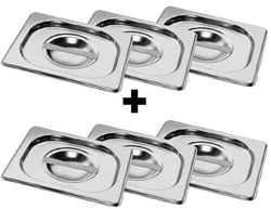 (6 sztuk) Pokrywki nierdzewne GN 1/6