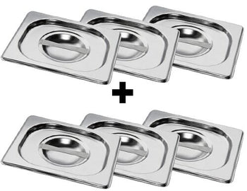 (6 sztuk) Pokrywki nierdzewne GN 1/6 - Prime Gastro