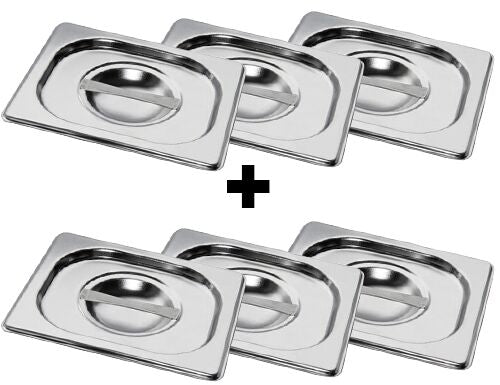 (6 sztuk) Pokrywki nierdzewne GN 1/6