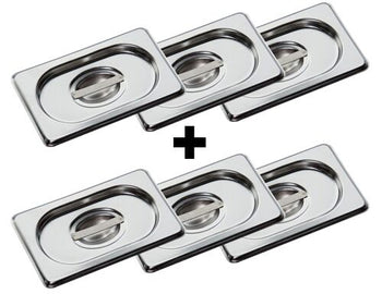 (6 sztuk) Pokrywki nierdzewne GN 1/9 - Prime Gastro