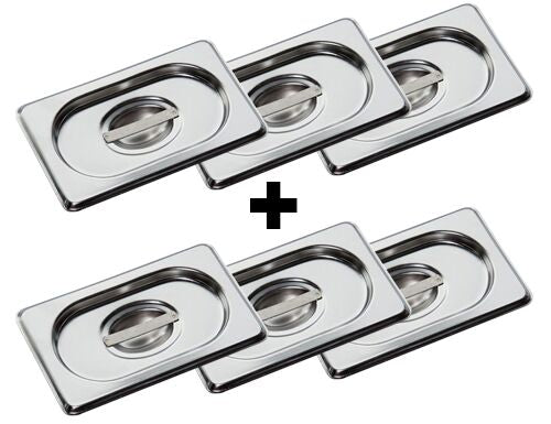 (6 sztuk) Pokrywki nierdzewne GN 1/9