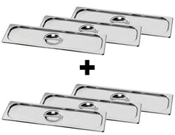 (6 sztuk) Pokrywki GN ze stali nierdzewnej 2/4