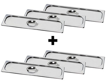 (6 sztuk) Pokrywki GN ze stali nierdzewnej 2/4