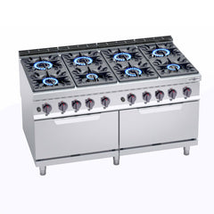 Gas cooker - 69 kW - 8 burners - including 2 gas ovens - 2x 7.6 kW