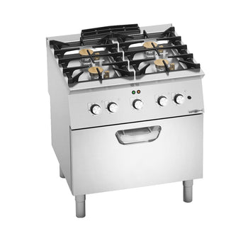 Płyta gazowa - 24 kW - 4 palniki - włącznie z piekarnikiem elektrycznym - 4,7 kW - Prime Gastro