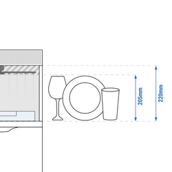 Dwuścienna mini zmywarka do szkła - manualna - 2,77 kW - z pompą nabłyszczacza