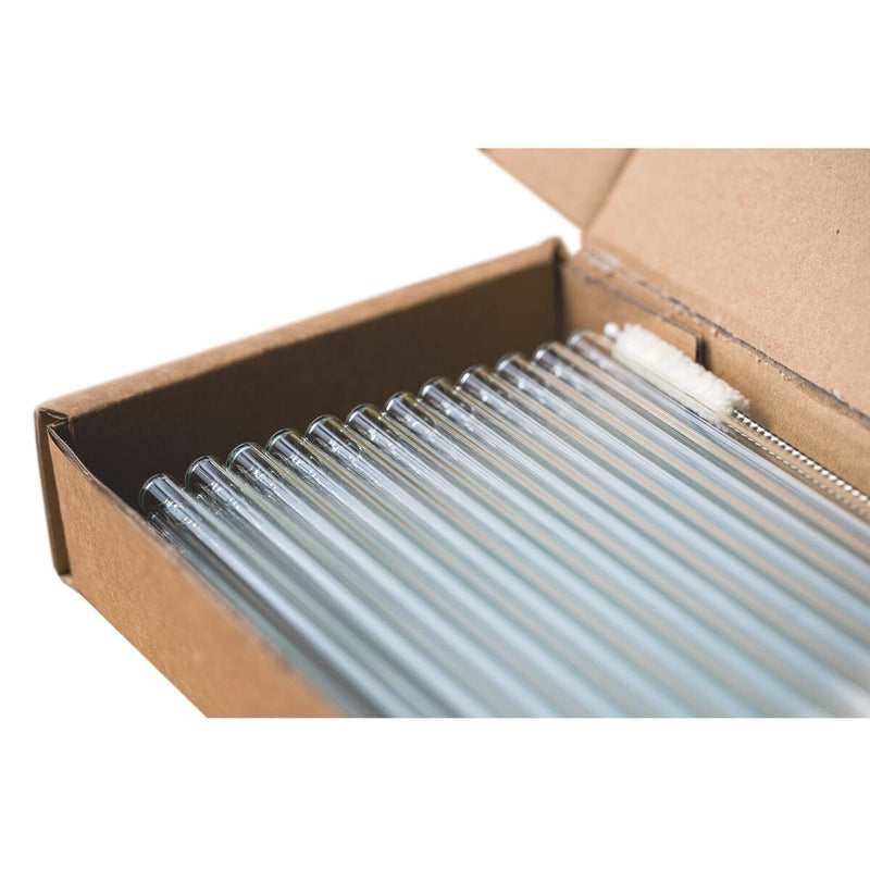 (50 sztuk) Szklane słomki do picia - 23 cm - proste - włącznie ze szczoteczką do czyszczenia.
