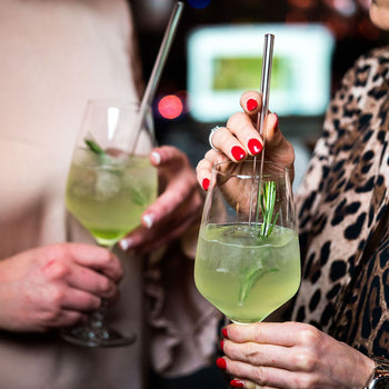 (50 sztuk) Szklane słomki do picia - 15 cm - proste - włącznie ze szczoteczką do czyszczenia. - Prime Gastro