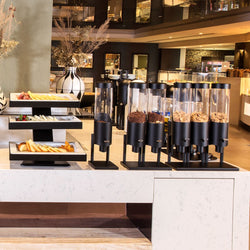 Etażerka / Stojak bufetowy - czarny - włącznie z 3 melaminowymi miskami 320x530mm