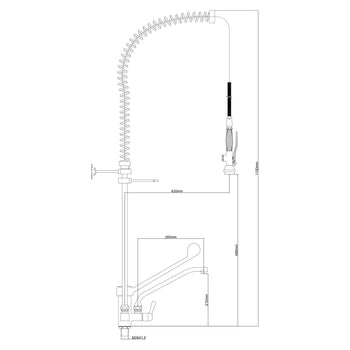 Prysznic z jednym otworem 3000 - z kranem, kranem obrotowym & mieszaczem jednouchwytowym - Prime Gastro