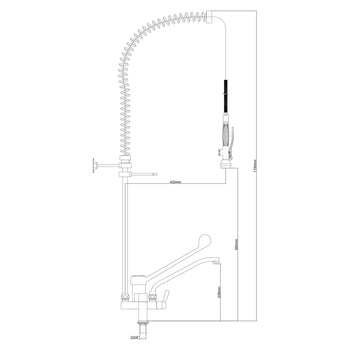 Prysznic z dwoma otworami 4000 - z kranem mieszającym, kranem obrotowym & mieszaczem jednouchwytowym - Prime Gastro