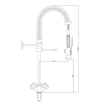 Prysznic z jednym otworem na naczynia 7000 - z kranem mieszającym & 2 zaworami mieszającymi - Prime Gastro