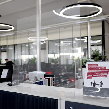 Higiena / ochrona przed wypluwaniem / ochrona przed wirusami - 80 x 80 cm - z klapką - Prime Gastro