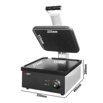 Grill kontaktowy - 2,2 kW - gładki & ryflowany - powierzchnia grilla: 350x330 mm - Prime Gastro