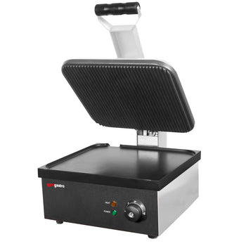 Grill kontaktowy - 2,2 kW - gładki & ryflowany - powierzchnia grilla: 350x330 mm - Prime Gastro