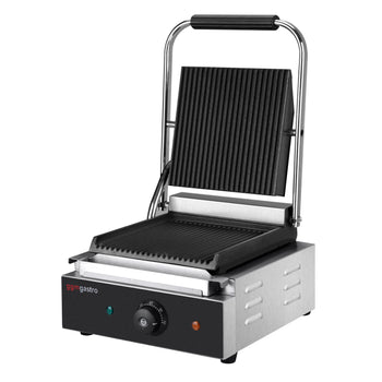 Grill kontaktowy - 1,8 kW - Ryflowana górna i dolna część - Powierzchnia grilla: 235x225 mm - Prime Gastro
