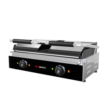 Grill kontaktowy - 3,6 kW - Ryflowana górna i dolna część - Powierzchnia grilla: 485x235 mm - Prime Gastro