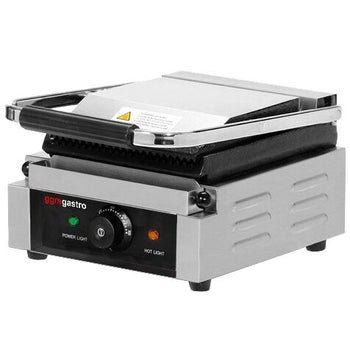 Grill kontaktowy - 2,2 kW - Ryflowana górna i dolna część - Powierzchnia grillowania: 230x230 mm - Prime Gastro
