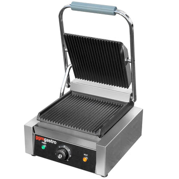 Grill kontaktowy - 2,2 kW - Ryflowana górna i dolna część - Powierzchnia grillowania: 230x230 mm - Prime Gastro