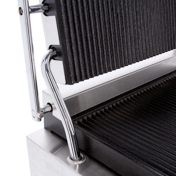 Grill kontaktowy - 2,8 kW - Ryflowana górna i dolna część - Powierzchnia grillowania: 340x230 mm - Prime Gastro