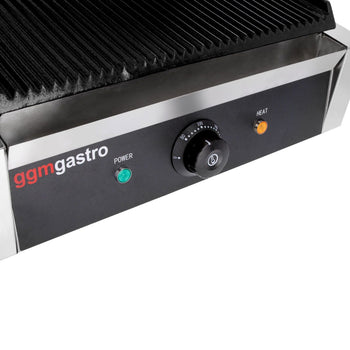 Grill kontaktowy - 2,8 kW - Ryflowana górna i dolna część - Powierzchnia grillowania: 340x230 mm - Prime Gastro