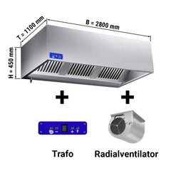 Box hoods - 1100 mm deep - including motor