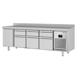 Witryna chłodnicza PREMIUM PLUS - 2452x600 mm - z 1 drzwiami i 6 szufladami & panelem tylnym