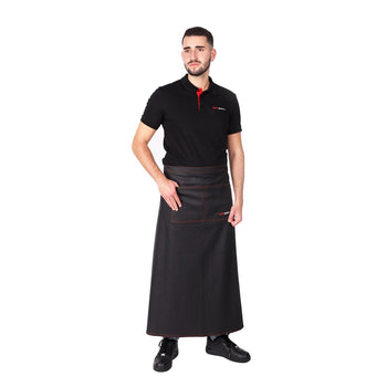 (2 szt.) Fartuch bistro - długi - Dżinsowy wygląd - czarny - Prime Gastro