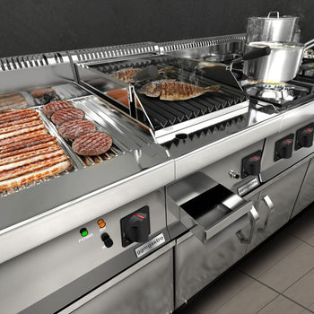 Elektryczna płyta grillowa - 4,5 kW - Ryflowana - Prime Gastro