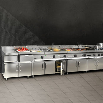 Grill gazowy z kamienia lawowego - 14 kW - uchylny ruszt do grillowania - włącznie z podstawą z 2 drzwiczkami - Prime Gastro