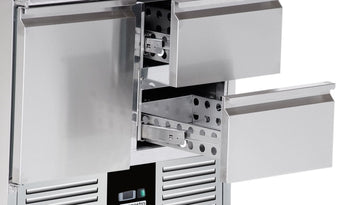 Stół chłodniczy PREMIUM - 900x700 mm - 1 drzwi & 2 szuflady - Prime Gastro