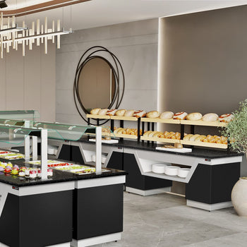 Półka na chleb BELFAST - 2000 mm - z kółkami - blat roboczy kuchenny z czarnego granitu - Prime Gastro