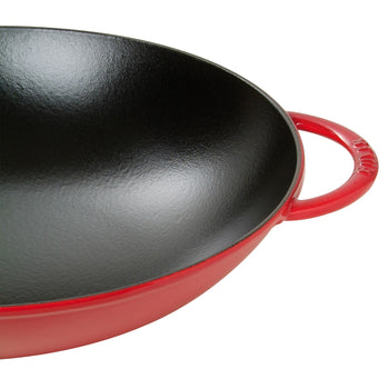 STAUB | SPECIALITIES - Wok ze szklaną pokrywą - Ø 370mm - Żeliwo - Wiśniowy czerwony - Prime Gastro