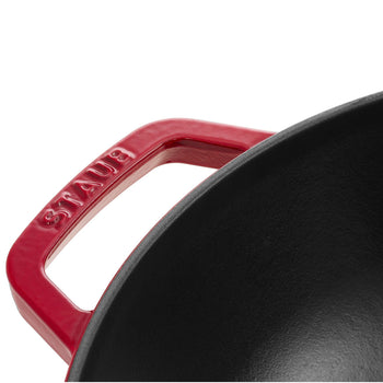 STAUB | SPECIALITIES - Wok ze szklaną pokrywą - Ø 300mm - Żeliwo - Wiśniowy czerwony - Prime Gastro