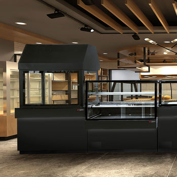 Grill na węgiel drzewny TORONTO - 1900 mm - czarny panel przedni - blat roboczy kuchenny z czarnego granitu - szyba żaroodporna - Prime Gastro