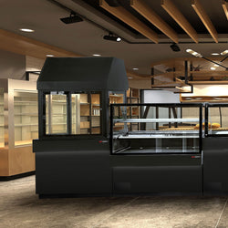 Lada chłodnicza TORONTO - 2000 mm - 2 półki - czarny panel przedni - blat roboczy kuchenny z czarnego granitu