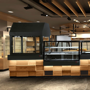 Grill na węgiel drzewny TORONTO - 1900 mm - drewniany panel przedni - blat roboczy kuchenny z czarnego granitu - szyba żaroodporna - Prime Gastro