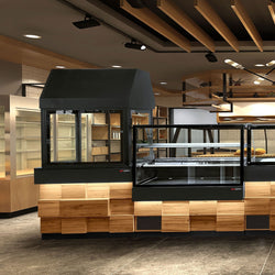 Grill na węgiel drzewny TORONTO - 1500 mm - drewniany panel przedni - blat roboczy kuchenny z czarnego granitu - szyba żaroodporna