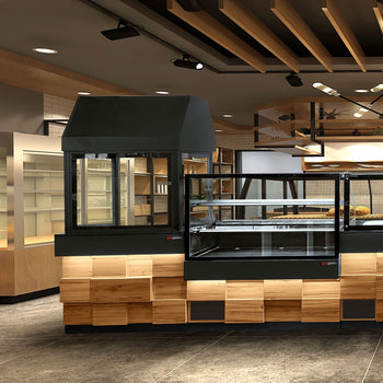 Grill na węgiel drzewny TORONTO - 1100 mm - drewniany panel przedni - blat roboczy kuchenny z czarnego granitu - szyba żaroodporna - Prime Gastro