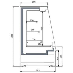 Witryna chłodnicza naścienna – 1330 mm – 358 litrów – z 3 półkami