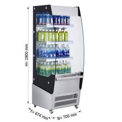 Witryna chłodnicza naścienna – 700 mm – 420 litrów – z 3 półkami