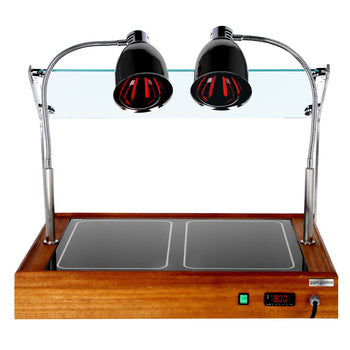 Płyta grzewcza - 1,3 kW - z 2 lampami grzewczymi - wygląd drewna - Prime Gastro