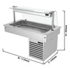 Commercial Drop-in Refrigerated Well - 1000mm - +2 to +8°C - 3x GN 1/1 - 190W - Curved Glass - with Glass Sneeze Guard