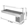 Commercial Drop-in Refrigerated Well - 1800mm - +2 to +8°C - 5x GN 1/1 - 410W - Square Glass - with Glass Sneeze Guard