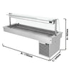 Commercial Drop-in Refrigerated Well - 1800mm - +2 to +8°C - 5x GN 1/1 - 410W - Curved Glass - with Glass Sneeze Guard